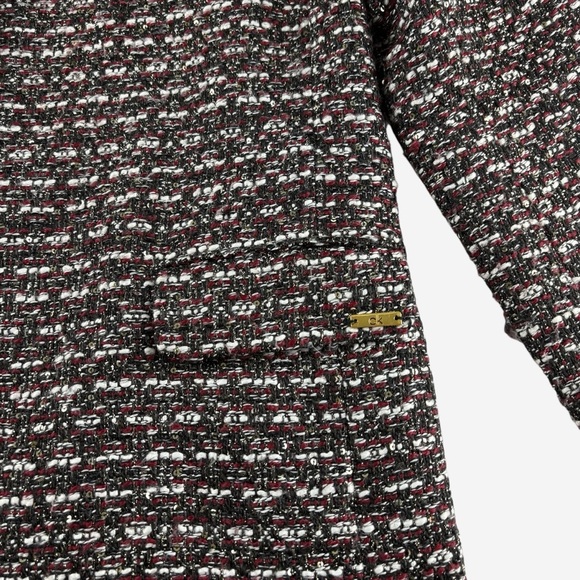 Calvin Klein Tweed Open Front Jacket Size 16 Red White Black Metallic Sequins - Picture 6 of 14